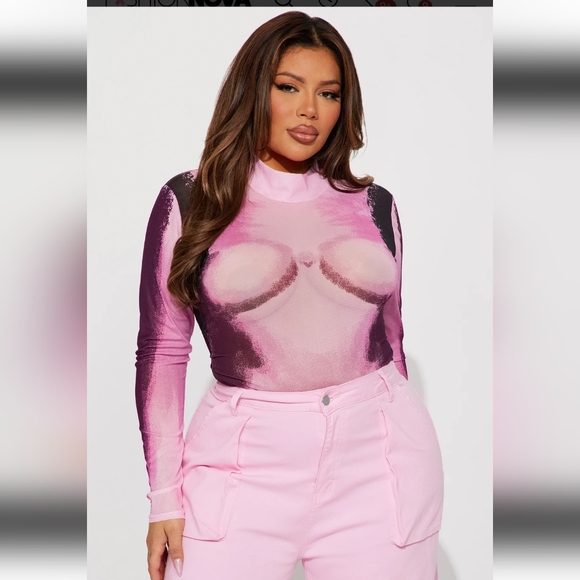 NWT- Deja Vu Bodysuit - Pink/combo - Picture 7 of 8
